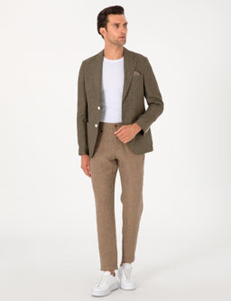 Haki Slim Fit %100 Keten Ceket - Cacharel фото 4