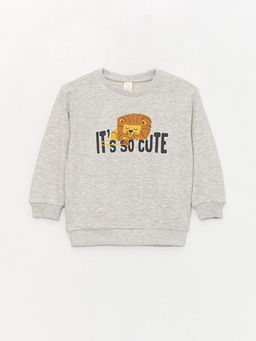 Bisiklet Yaka Uzun Kollu Bask?l? Erkek Bebek Sweatshirt ve E?ofman Alt 2li Tak?m - Waikiki фото 2