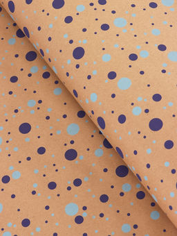 Бумага упаковочная крафт «Конфетти» синий/голубой на коричневом фоне, 0.72×10±5% м, 60 г