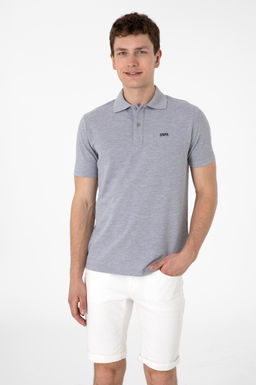 Erkek Regular Fit Polo Yaka Gri Melanj Basic Ti__rt Sepette S_rpriz _ndirim
