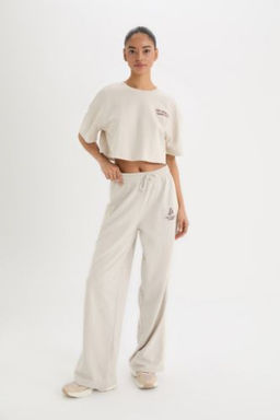 DeFactoFit NBA Los Angeles Lakers Wide Leg Genis Paca Standart Boy Pike Pantolon