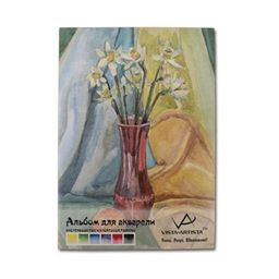 VISTA-ARTISTA SWB-02 Альбом для акварели 100% целлюлоза 230 г/м2 A4 21 х 29.7 см склейка с одной стороны 12 л. Чеснок белая бумага крупнозернистая