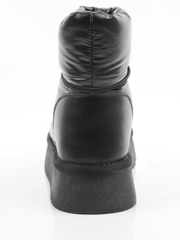 04-WA003-1M BLACK Ботинки зимние женские (натуральная кожа, курточная ткань, 100% шерсть)