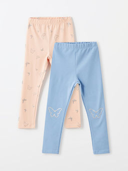 Beli Lastikli Bask?l? K?z Bebek Tayt 2li