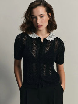 Ажурный джемпер с кружевным воротником / Zarina