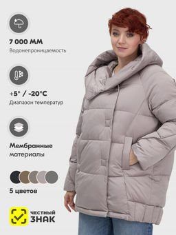 Куртка зимняя женская с капюшоном модная светло-коричневого цвета 7651SK - Visdeer фото 22