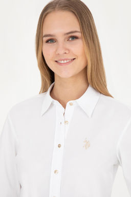 Женская белая базовая рубашка с длинным рукавом Неожиданная скидка в корзине - U.s. polo assn фото 2