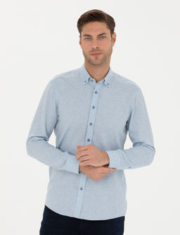 A__k Mavi Slim Fit Uzun Kollu G_mlek