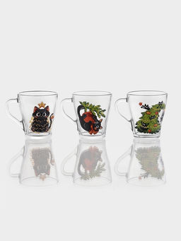 Цена за 20 шт. Кружка Грация. Озорные котики, 250 мл, стекло, рисунок МИКС