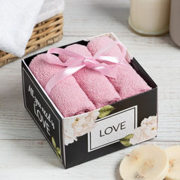 Набор махровых салфеток С любовью 30х30 см -3 шт, хлопок, 340г/м3