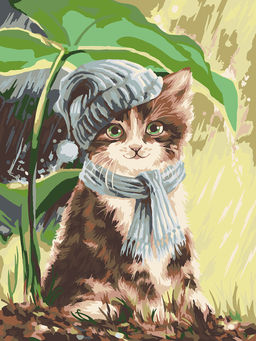 ФРЕЯ PKZ/PM-012 Набор для раскрашивания по номерам (на картоне) 40 х 30 см Котёнок под дождём