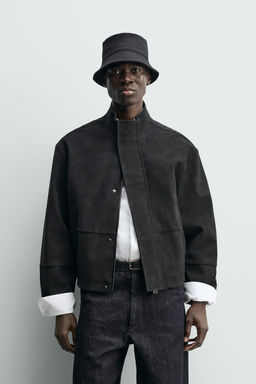 TEXTURED LEATHER EFFECT JACKET - Zara фото 2