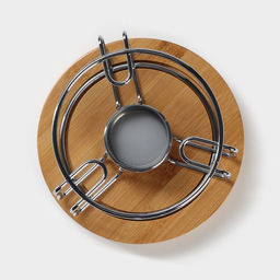 Подставка-подогрев под чайник BellaTenero Эко, на бамбуковой подставке, d=14 см, металл, серебристая  фото 2