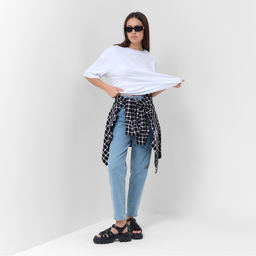 Джинсы женские мом MIST: Denim, размер (30) 46-48, голубые