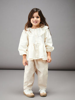 Bebe Yaka K?z Bebek Bluz ve Pantolon 2li Tak?m