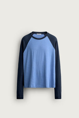 CAMISETA COLOR BLOCK ALGOD?N - LINO / Azul / ?ndigo - Zara фото 6