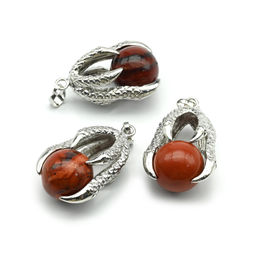 Подвеска Коготь 23*30мм с шариком 16мм из яшмы красной