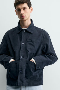 SOBRECAMISA RELAXED FIT CANVAS LAVADO / Marino oscuro - Zara фото 7