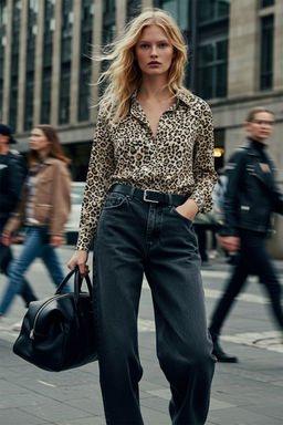 Kahverengi Leopar Desenli Yumusak Dokulu Uzun Kollu Gomlek TWOAW26GO00077 - Trendyolmilla фото 5