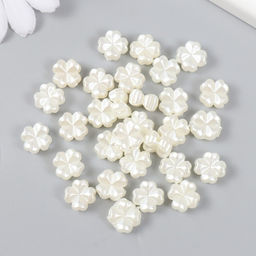 Бусины для творчества пластик «Жемчужные цветочки из сердец», набор 30 шт., 0.4×1.2×1.2 см