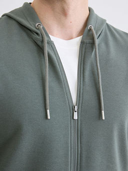 Kap??onlu Erkek Fermuarl? Sweatshirt