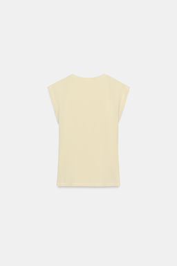 CAMISETA CON ALGOD?N / Amarillo pastel - Zara фото 6