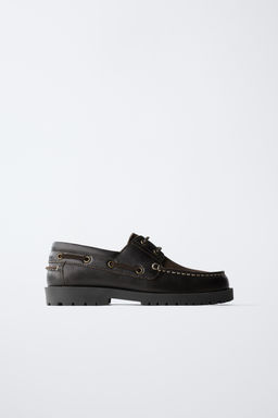 COMBINED LEATHER DECK SHOES - Zara фото 2