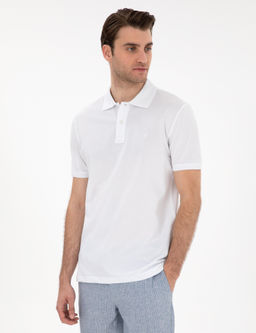 Beyaz Slim Fit K_vr_lmaz Polo Yaka Basic Ti__rt