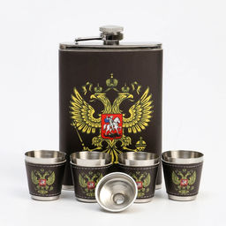 Подарочный набор Россия: фляжка 270 мл, 4 стопки, воронка