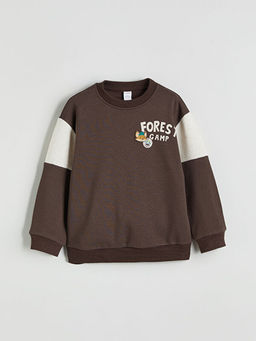 Bask?l? Erkek ?ocuk Sweatshirt