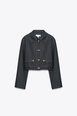 CONTRAST STITCH CROPPED JACKET - Zara фото 6