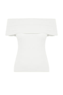 Ekru Carmen Yaka Fitted/Vucuda Oturan Orme Madonna Yaka Bluz TWOSS24BZ00497 - Trendyolmilla фото 7