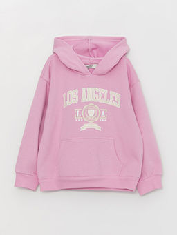 Bask?l? Uzun Kollu K?z ?ocuk Hoodie