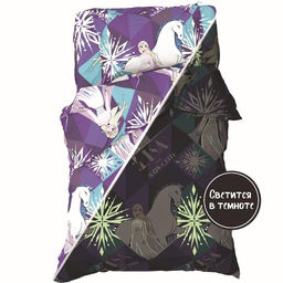 Постельное бельё 1,5 сп Neon Series, Snow Queen, Холодное сердце, 143*215 см, 150*214 см, 50*70 см -1 шт, светится в темноте