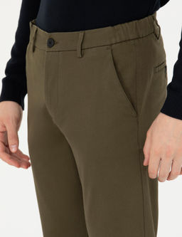 Темно-хаки - парусиновые брюки с эластичным поясом - Cacharel фото 6