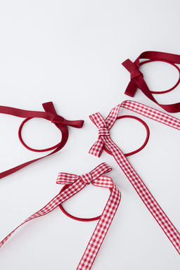 4-PACK OF GINGHAM CHECK HAIR BOBBLES WITH BOWS - Zara фото 3