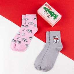 Носки женские новогодние KAFTAN Catmas размер 36-40 (23-25 см), набор 2 пары фото 2