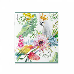 Цена за 5 шт. Тетрадь общая ученическая ErichKrause Тропические птицы, 48 листов, клетка, мат.лам.+выб. УФ-лак+тиснение фольгой+конгрев, доп.лист_MIX-PACK  фото 4