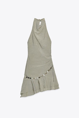 STRIPED HALTER NECK SHORT DRESS WITH BELT - Zara фото 8