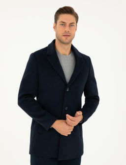 Lacivert Ekstra Slim Fit Y_n Kar___ml_ Ka_e Kaban - Pierre cardin фото 3