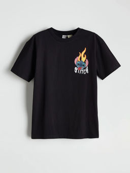 Bisiklet Yaka Stitch Bask?l? Erkek ?ocuk Ti??rt