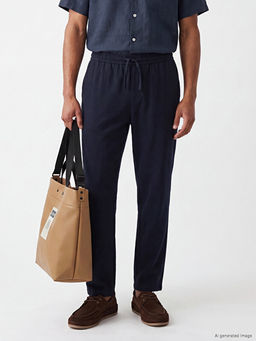 Regular Fit Keten Kar???ml? Erkek Pantolon