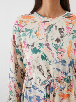 Bisiklet Yaka Desenli Elbise