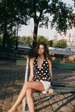 POLKA DOT HALTER TOP WITH BACK BOW - Zara фото 3