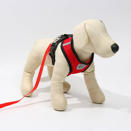 Шлейка дышащая с поводком и светоотражающей нашивкой, S, ОШ 27, ОГ 30-38,красная - Пушистое счастье фото 5