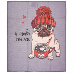 Полотенце кухонное 50х60см "Влюблены", набор 3шт, рогожка 156г/м2, хлопок 100%, на картоне, "Домашняя мода" (Россия)