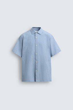 CAMISA ESTRUCTURA LINO - ALGOD?N / Celeste lavado - Zara фото 8