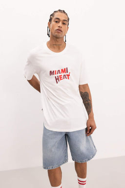 DeFactoFit Футболка свободного кроя с круглым вырезом и короткими рукавами NBA Miami Heat  фото 3