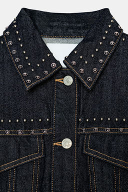 STUDDED DENIM-EFFECT JACKET - Zara фото 9