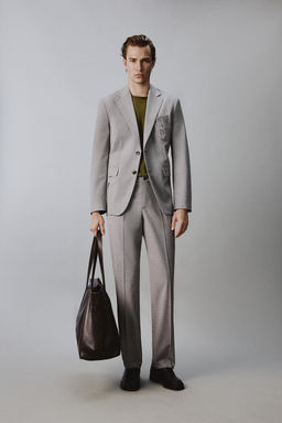 PANTAL?N REGULAR FIT TRAJE PATA DE GALLO / Negro / Blanco